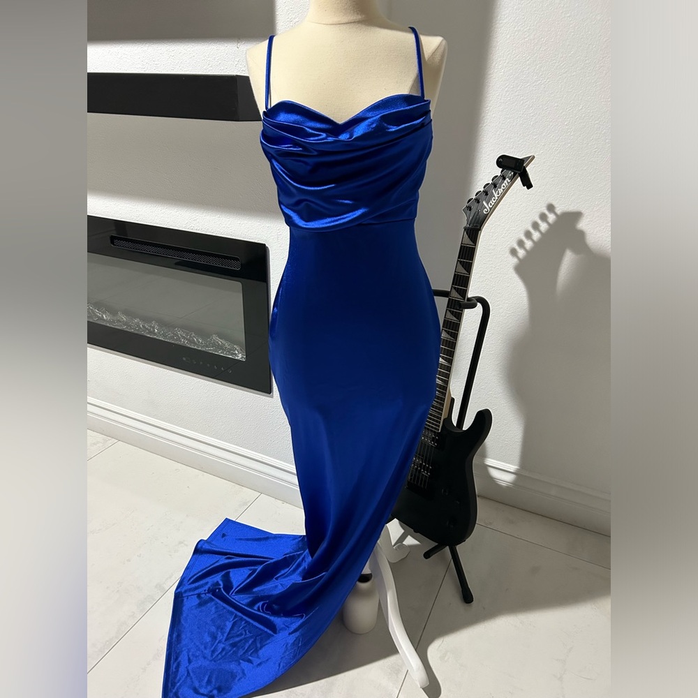 Windsor Blue Ruched Maxi Gown for Prom